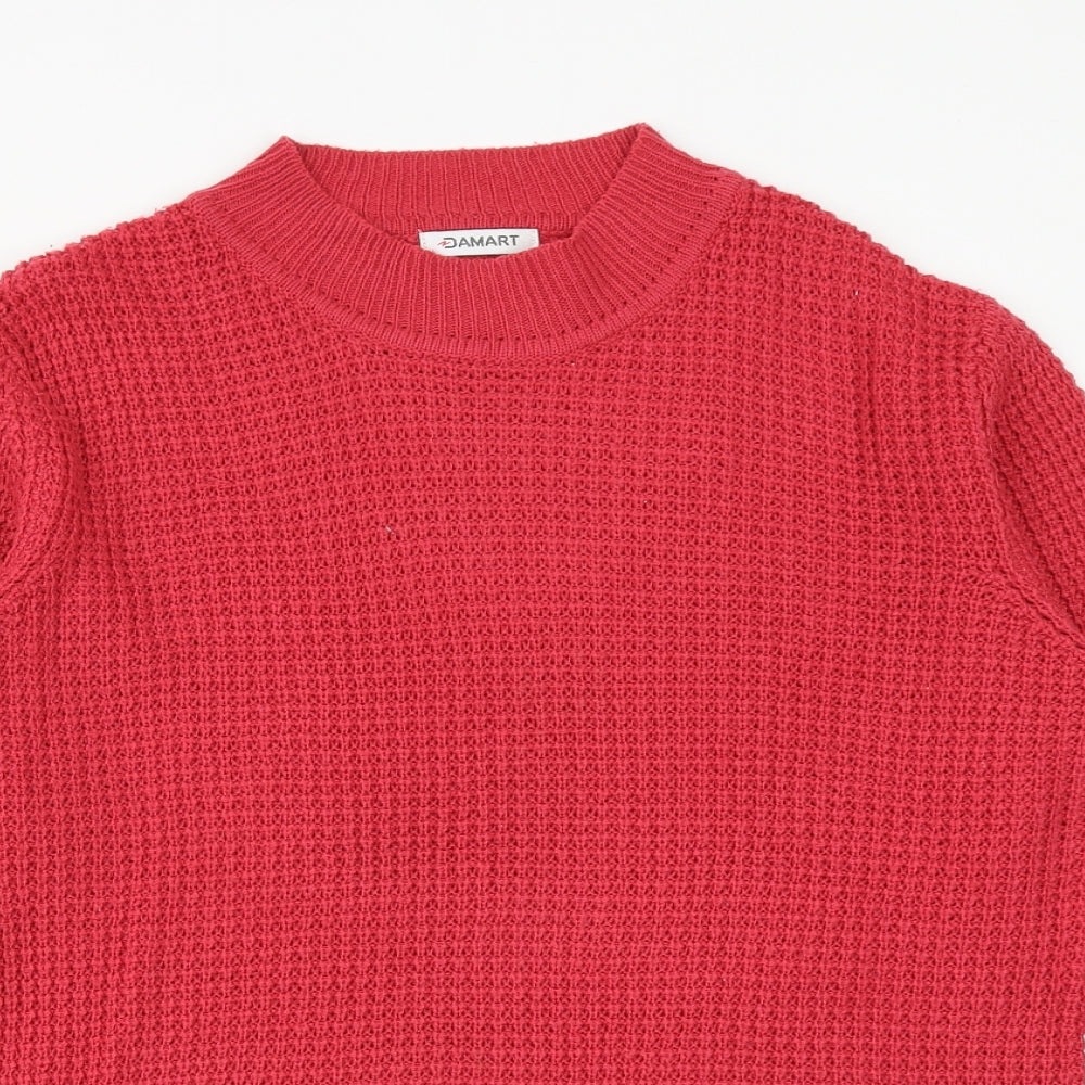 Damart Womens Pink Mock Neck Acrylic Pullover Jumper Size 10