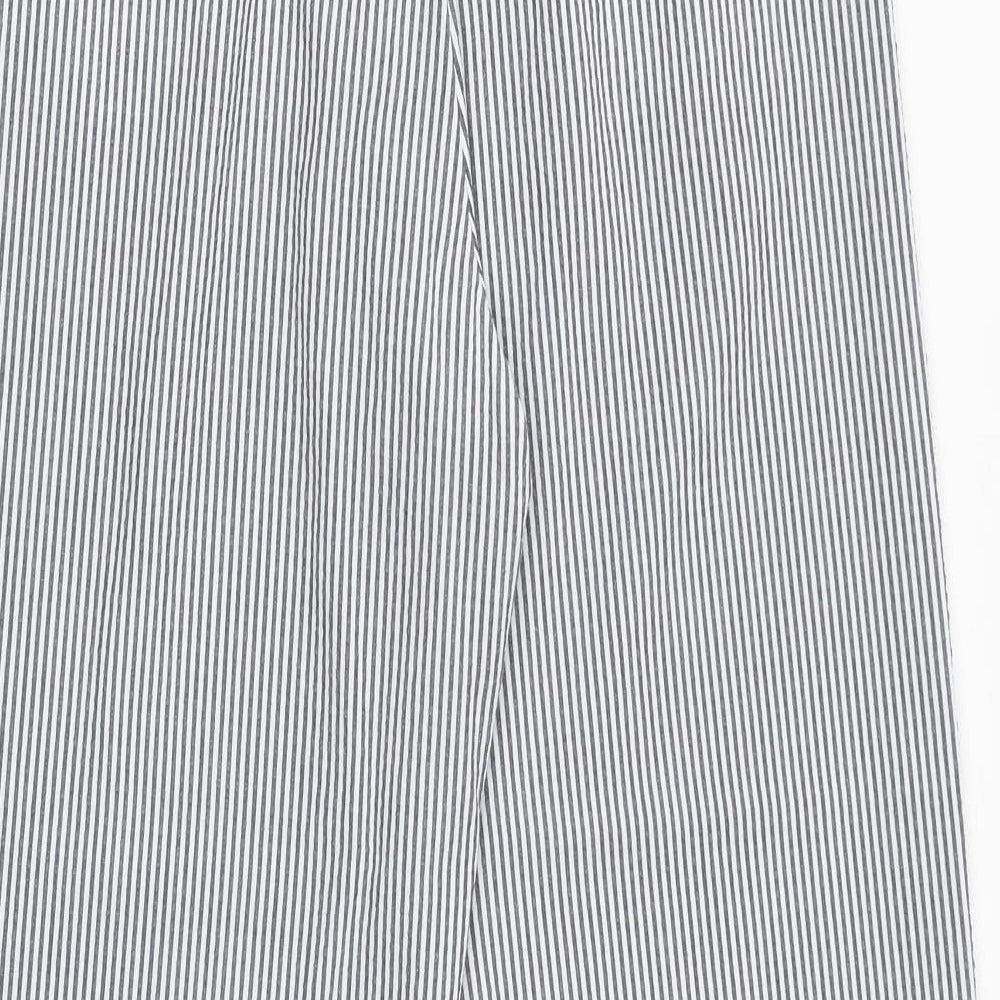 H&M Womens Blue Striped Viscose Trousers Size 10 Regular Zip