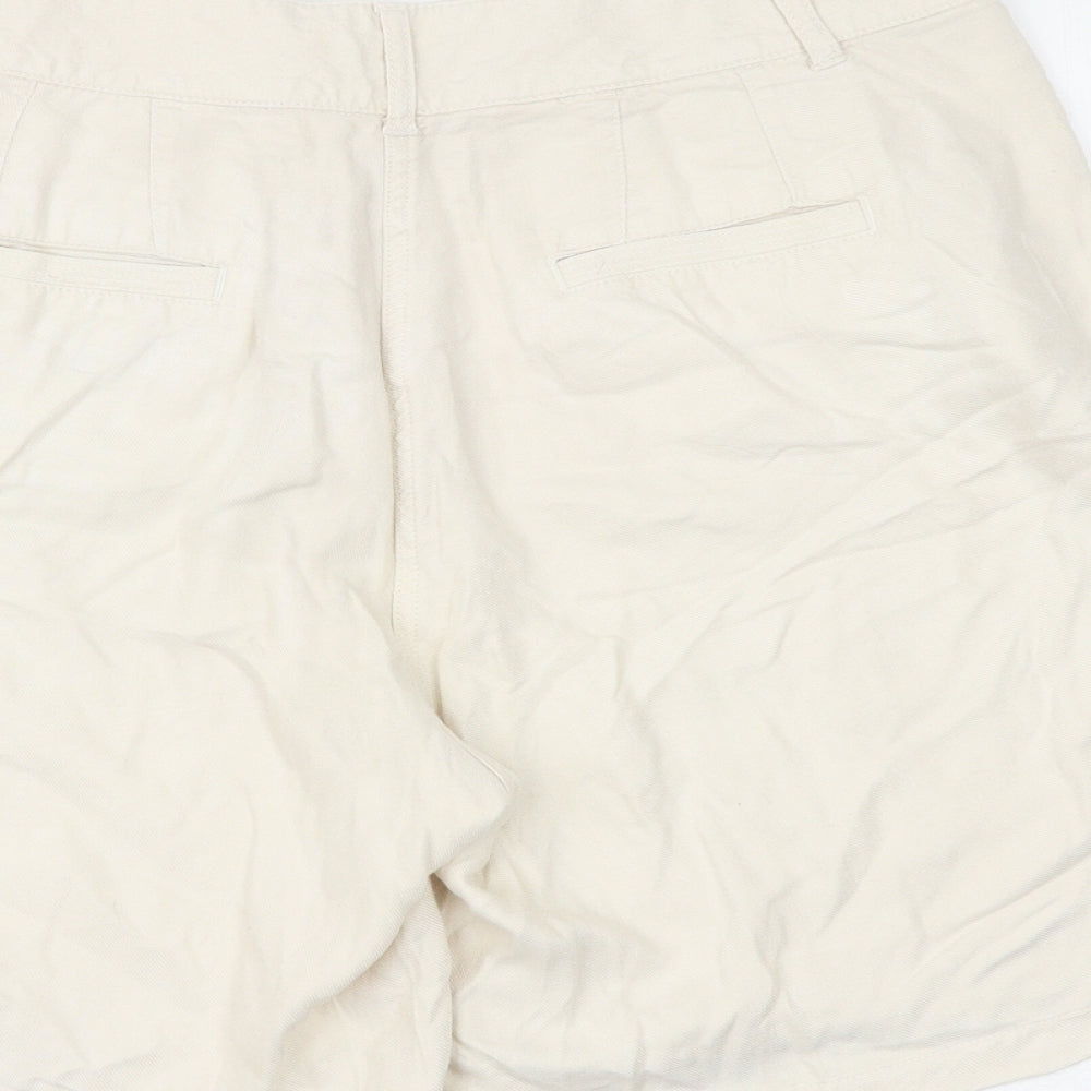 M&Co Womens Beige Viscose Chino Shorts Size 14 Regular Zip