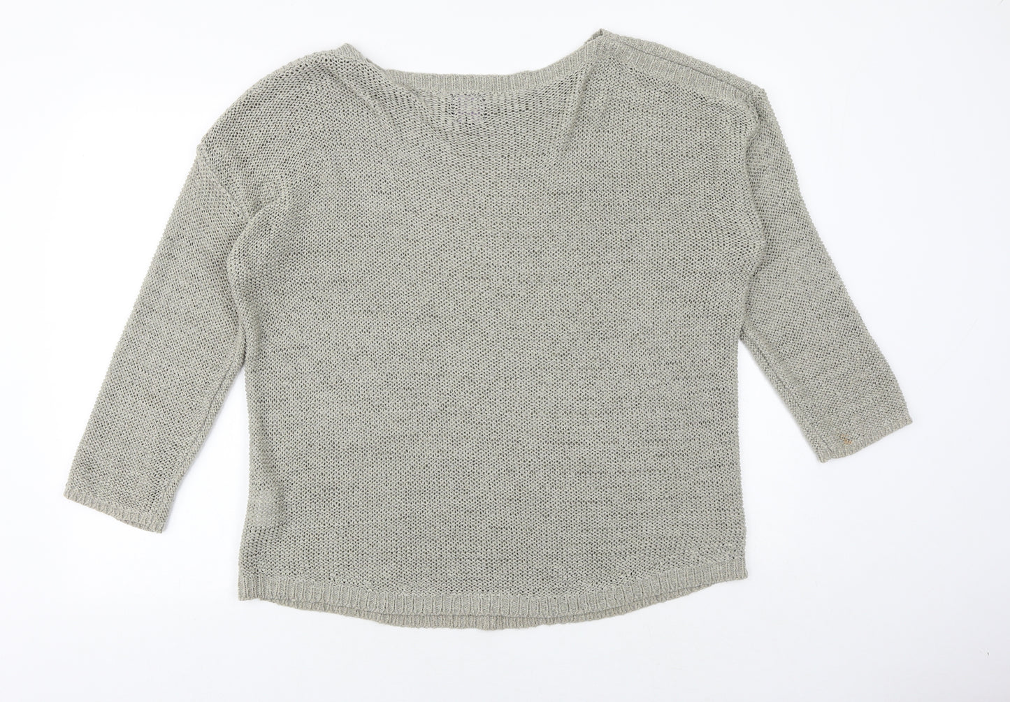 Luxe Womens Grey Boat Neck Acrylic Pullover Jumper Size XL