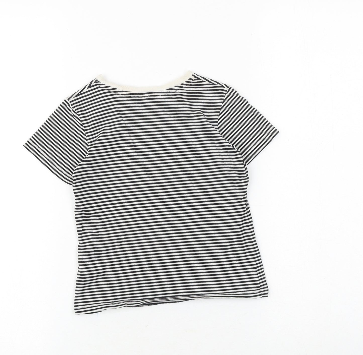 H&M Boys Black Striped Cotton Basic T-Shirt Size 3-4 Years Round Neck Pullover - Spider Man