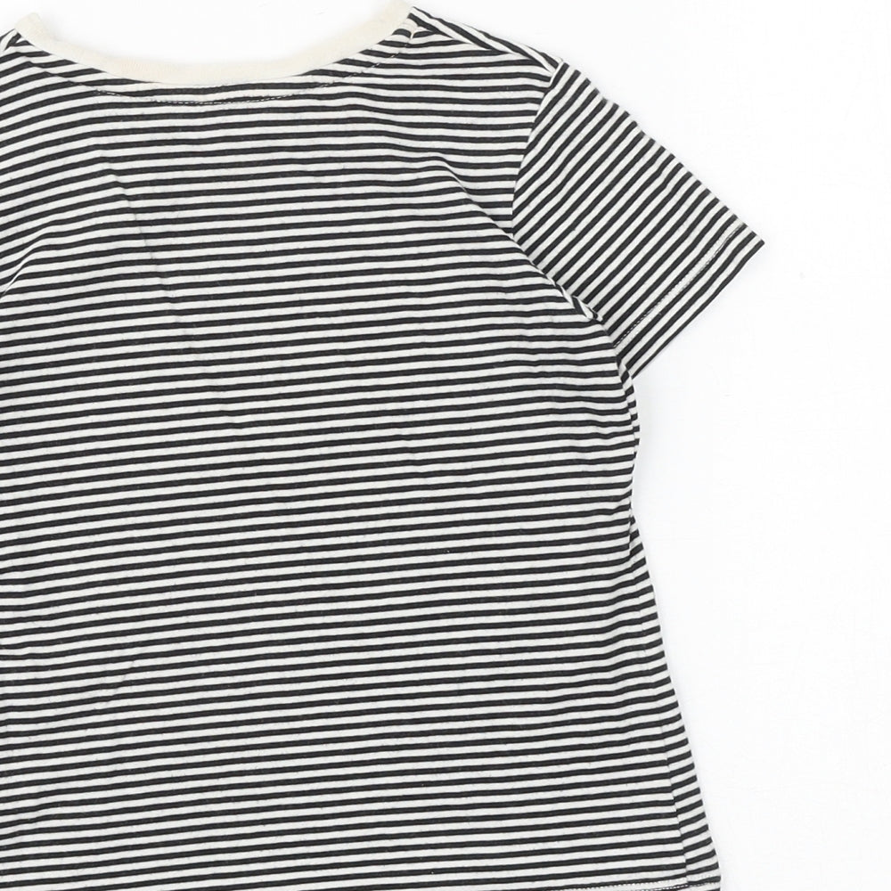 H&M Boys Black Striped Cotton Basic T-Shirt Size 3-4 Years Round Neck Pullover - Spider Man