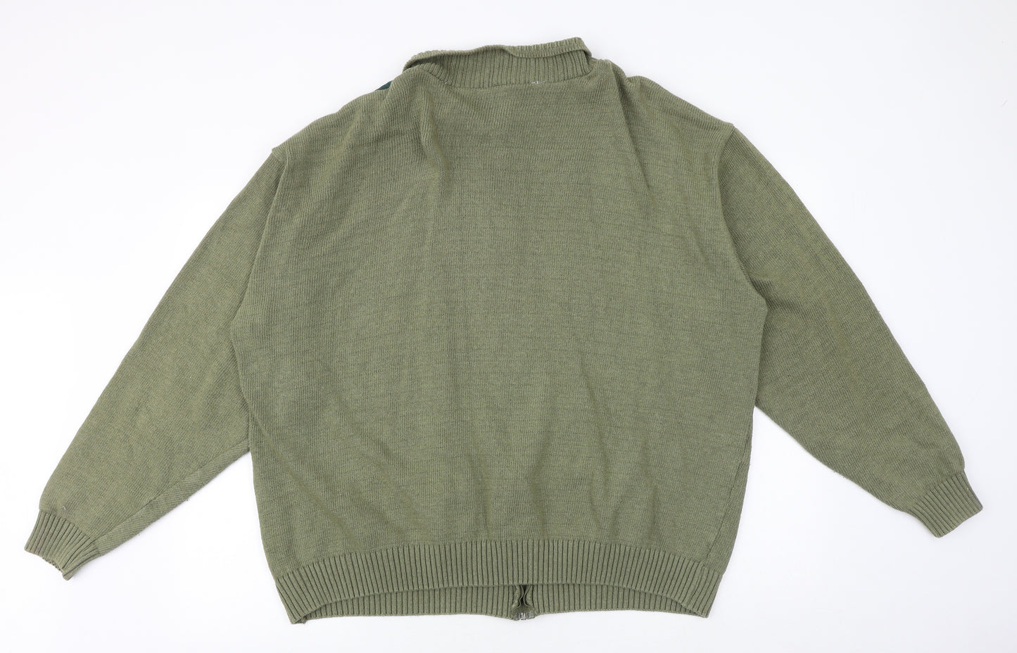 Tootal Mens Green Collared Acrylic Full Zip Jumper Size 3XL Long Sleeve