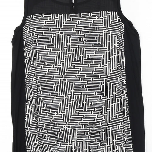 NEXT Womens Black Geometric Viscose Basic Tank Size 8 Round Neck