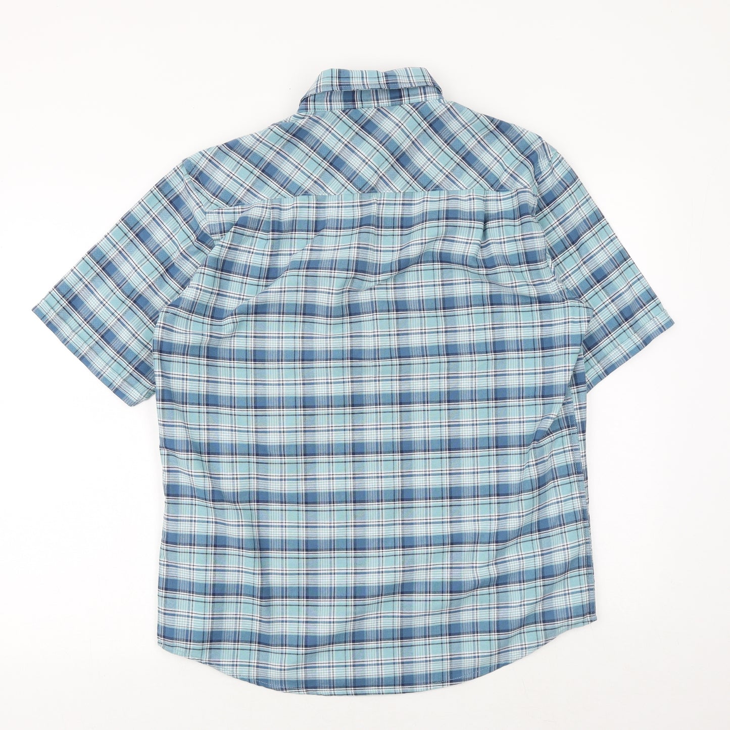 JAMES PRINGLE Mens Blue Plaid Cotton Button-Up Size M Collared Button