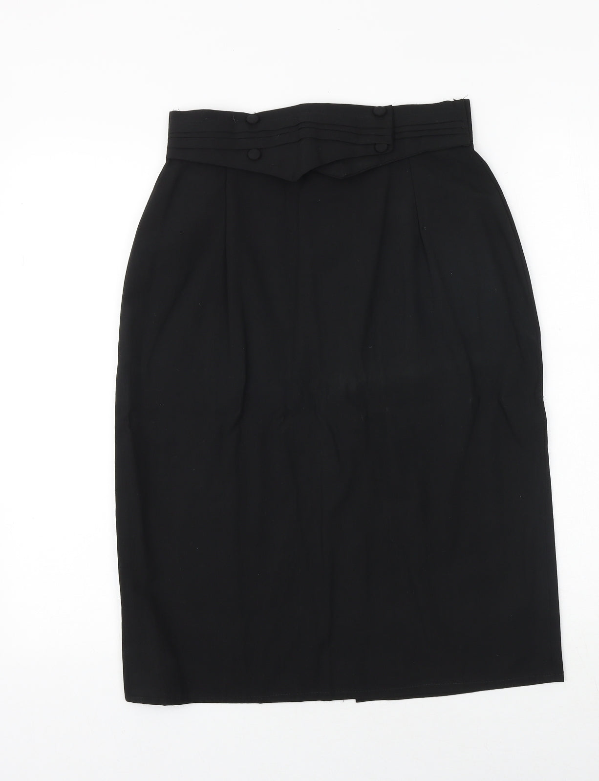 Preworn Womens Black Polyester A-Line Skirt Size 14 Button