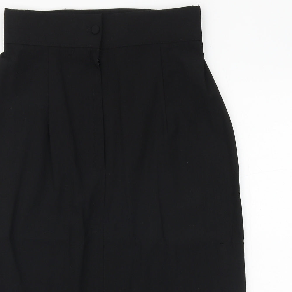 Preworn Womens Black Polyester A-Line Skirt Size 14 Button