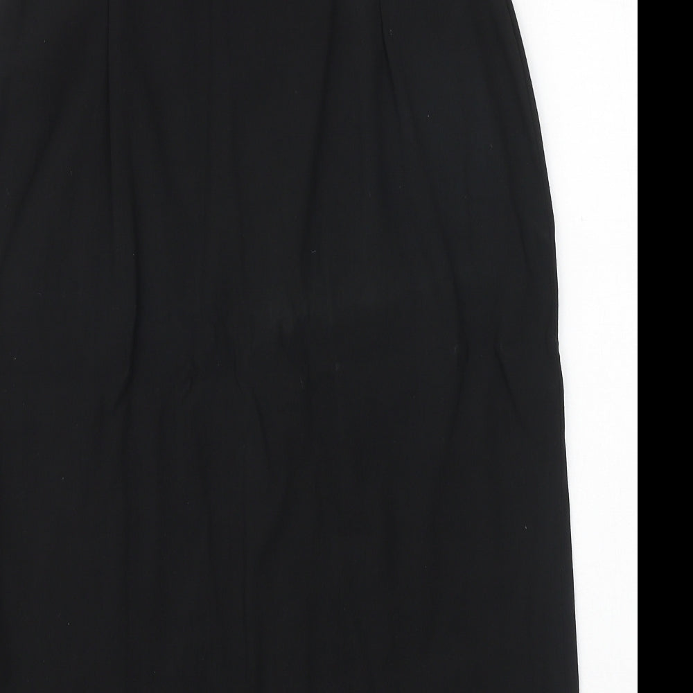 Preworn Womens Black Polyester A-Line Skirt Size 14 Button