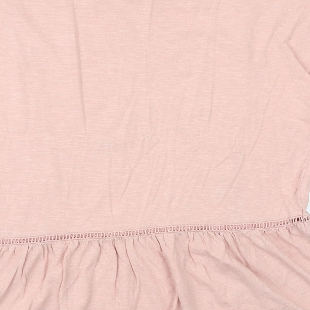 F&F Womens Pink 100% Cotton Basic T-Shirt Size 16 Crew Neck - Peplum