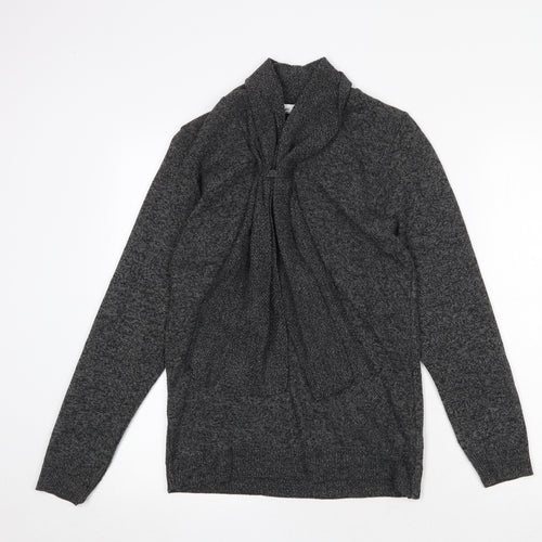 Pure & Natural Womens Grey V-Neck Acrylic Pullover Jumper Size S - Size S/M