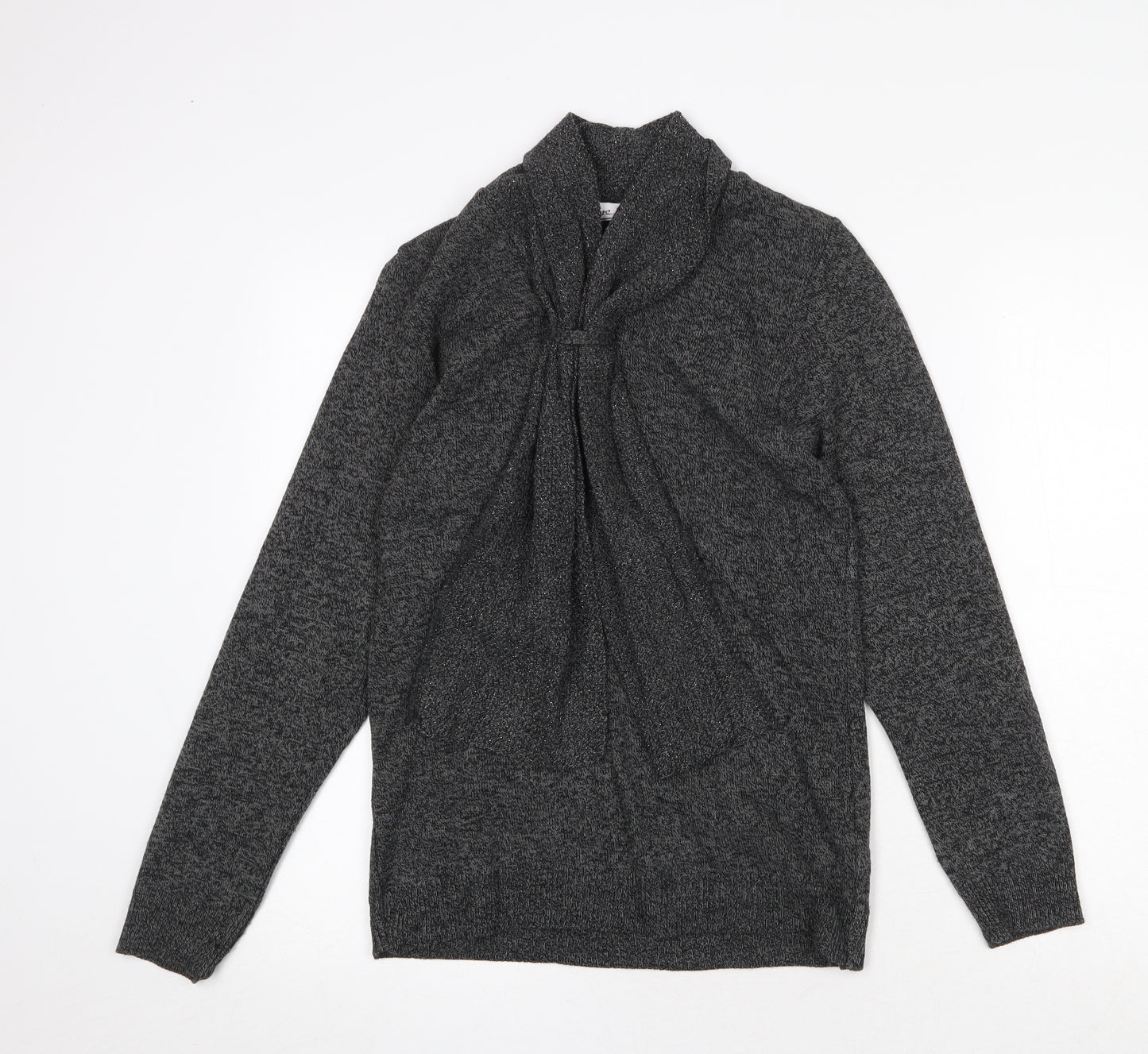 Pure & Natural Womens Grey V-Neck Acrylic Pullover Jumper Size S - Size S/M