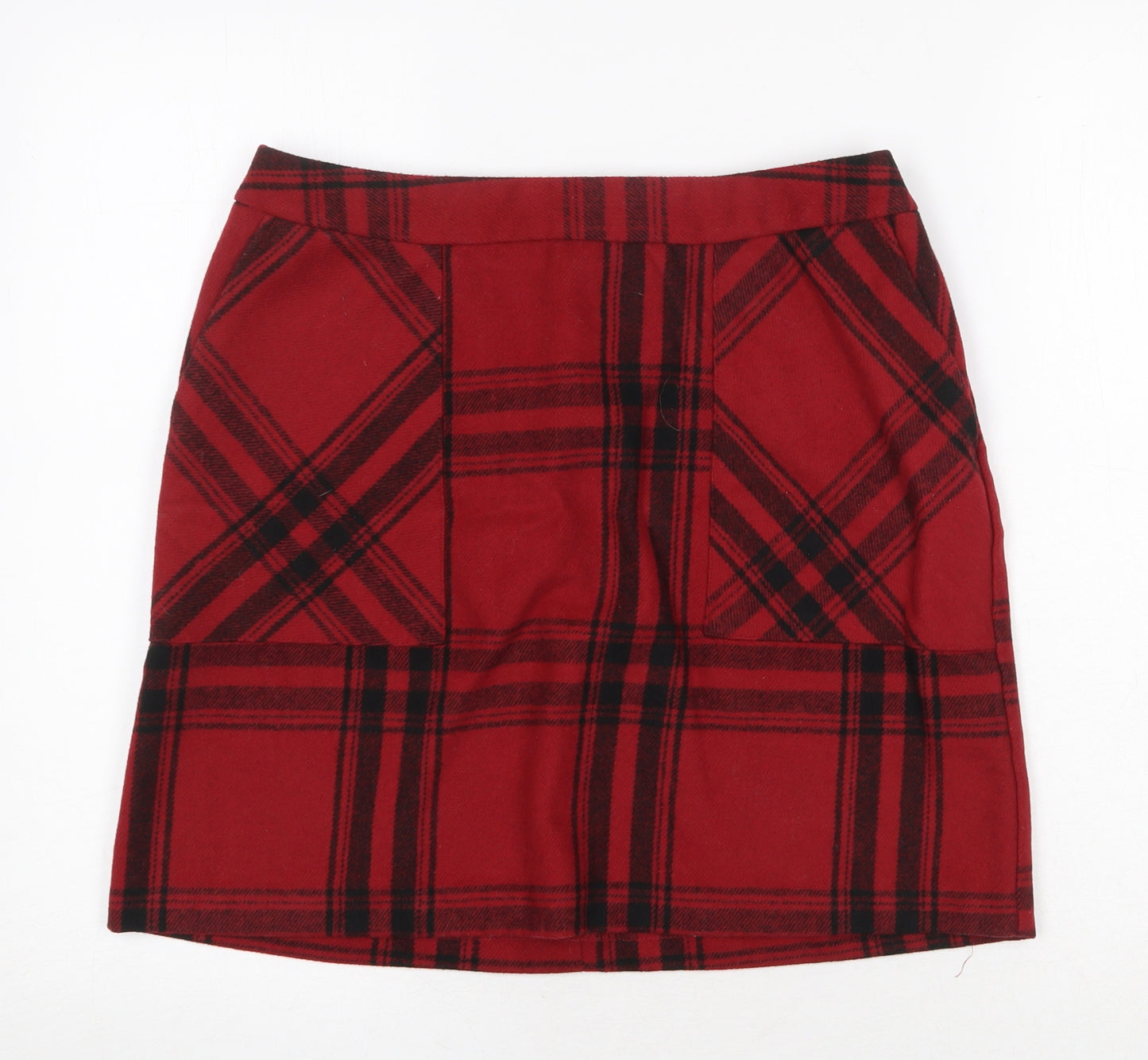 Papaya Womens Red Plaid Polyester A-Line Skirt Size 12 Zip