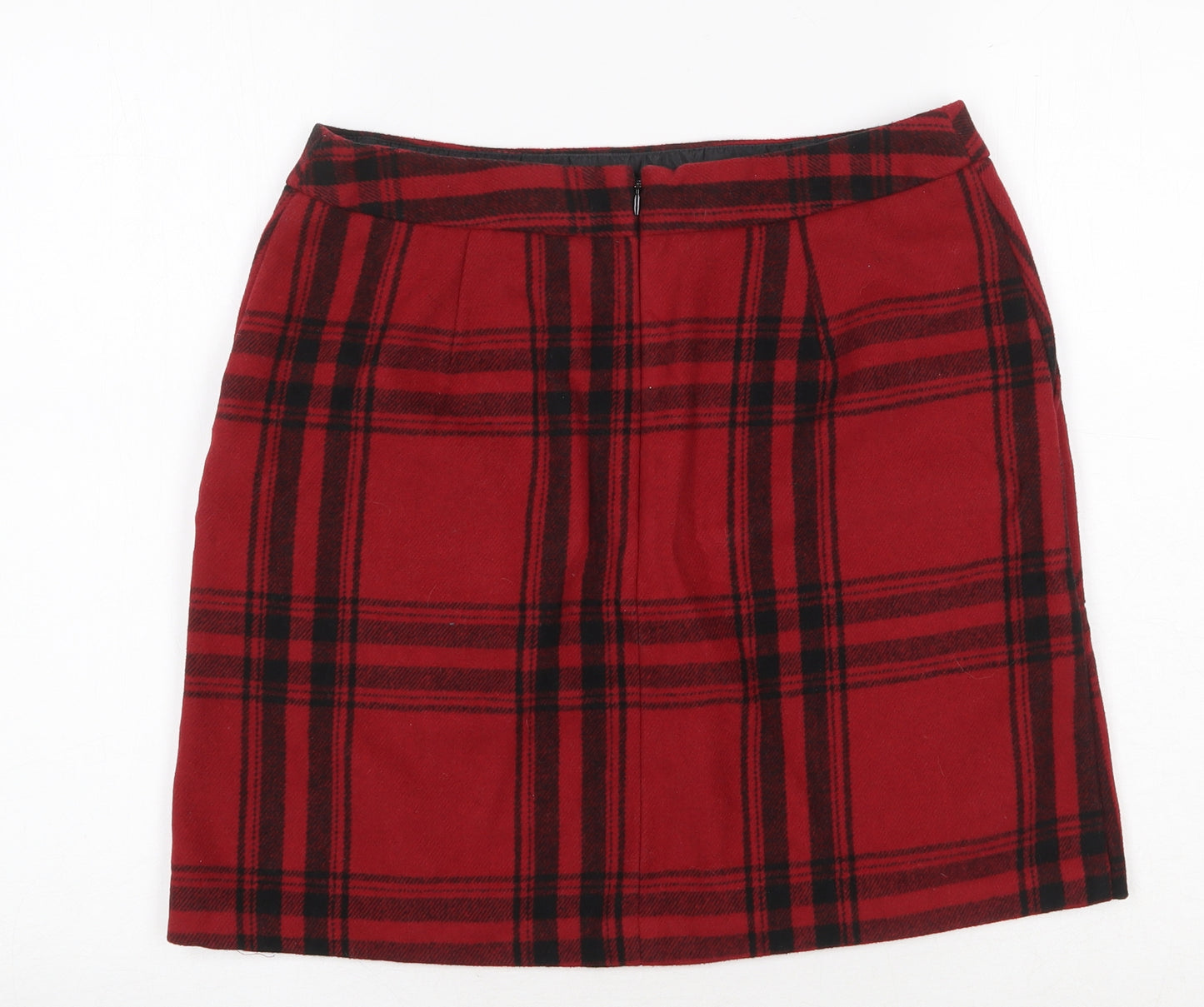 Papaya Womens Red Plaid Polyester A-Line Skirt Size 12 Zip