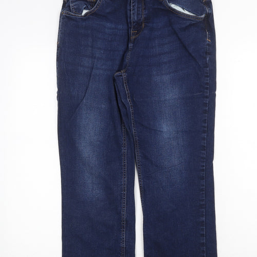 Preworn Womens Blue Cotton Straight Jeans Size 30 in Regular Zip