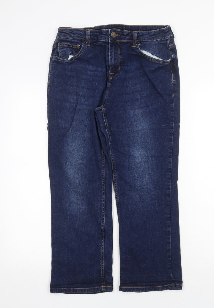 Preworn Womens Blue Cotton Straight Jeans Size 30 in Regular Zip