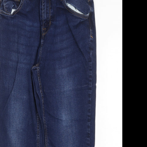 Preworn Womens Blue Cotton Straight Jeans Size 30 in Regular Zip