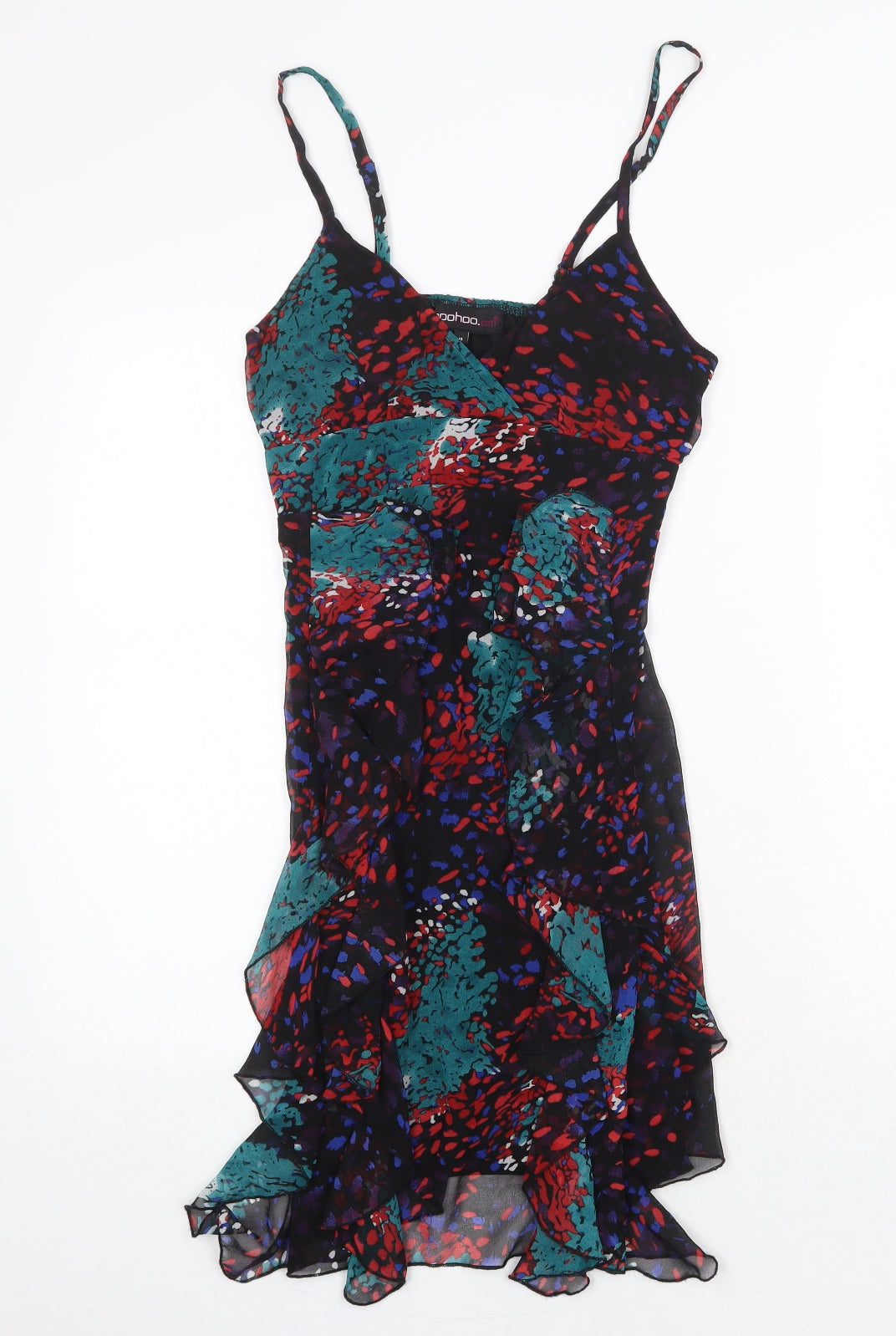 Boohoo Womens Multicoloured Geometric Polyester Pencil Dress Size 10 V-Neck Zip