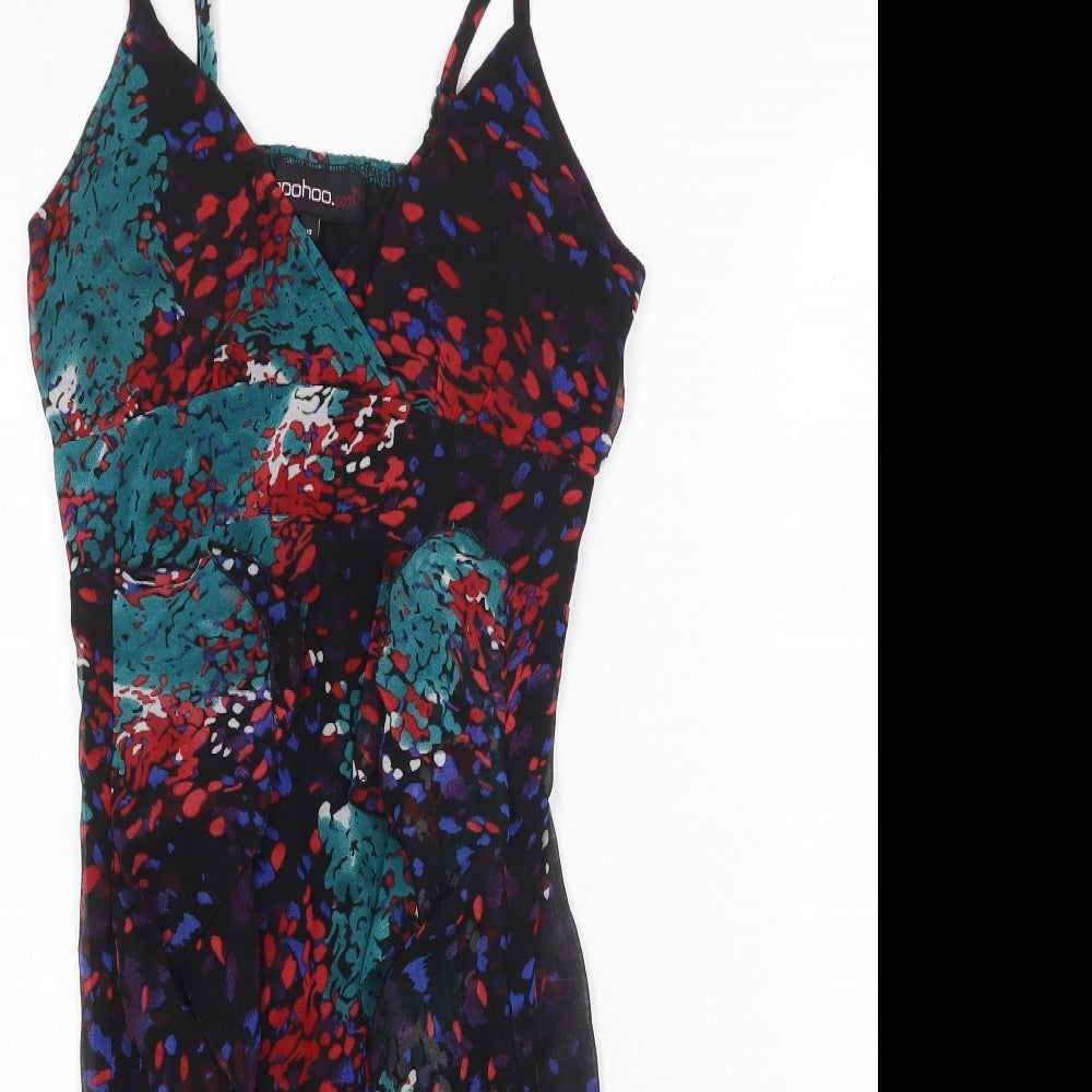Boohoo Womens Multicoloured Geometric Polyester Pencil Dress Size 10 V-Neck Zip
