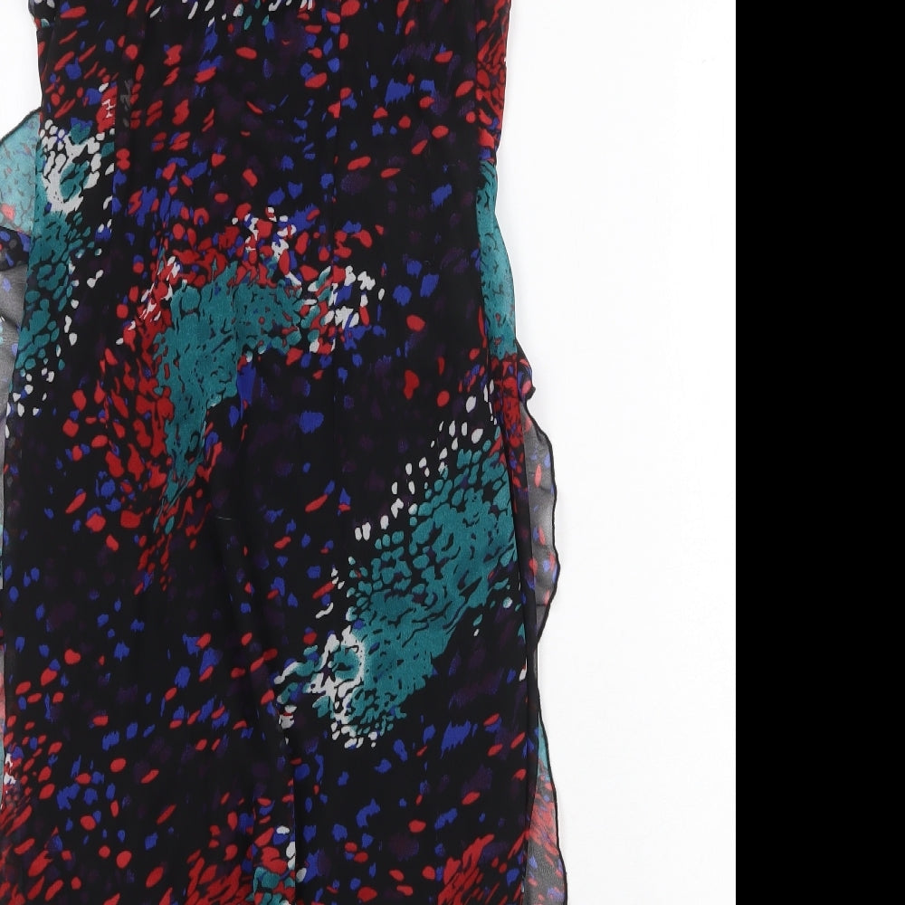 Boohoo Womens Multicoloured Geometric Polyester Pencil Dress Size 10 V-Neck Zip