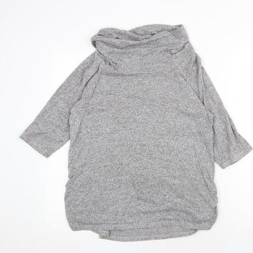COIN 1804 Womens Grey Mock Neck Viscose Pullover Jumper Size L