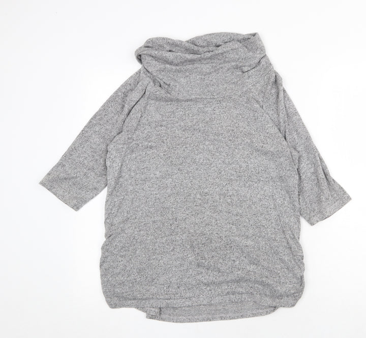 COIN 1804 Womens Grey Mock Neck Viscose Pullover Jumper Size L