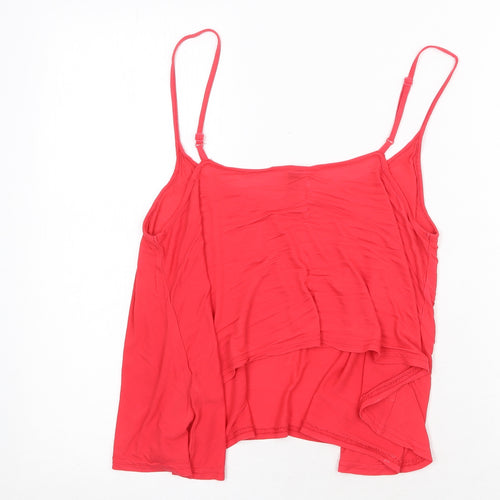 H&M Womens Red Viscose Basic Tank Size 10 Round Neck