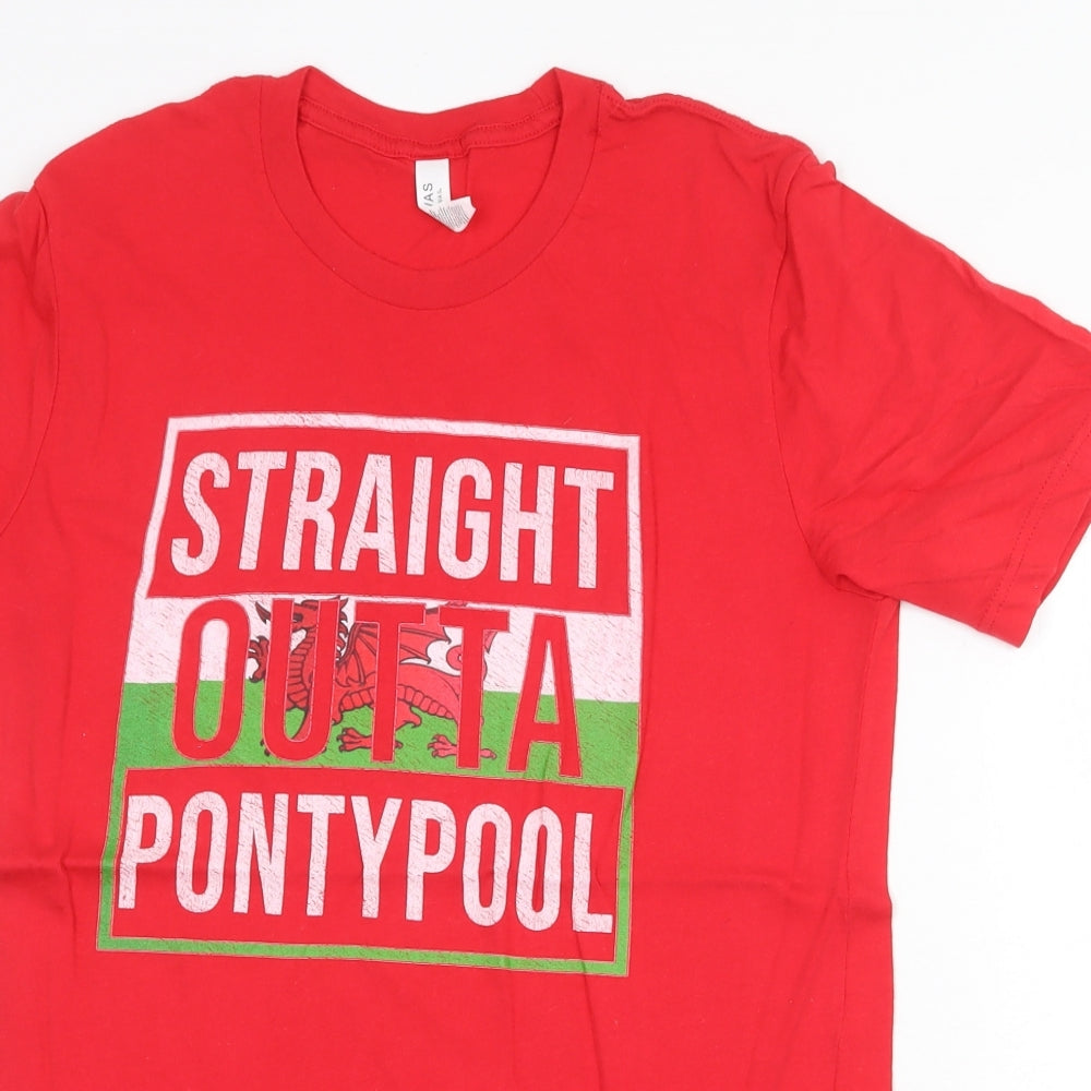 Bella + Canvas Womens Red 100% Cotton Basic T-Shirt Size M Round Neck - Straight outta pontypool
