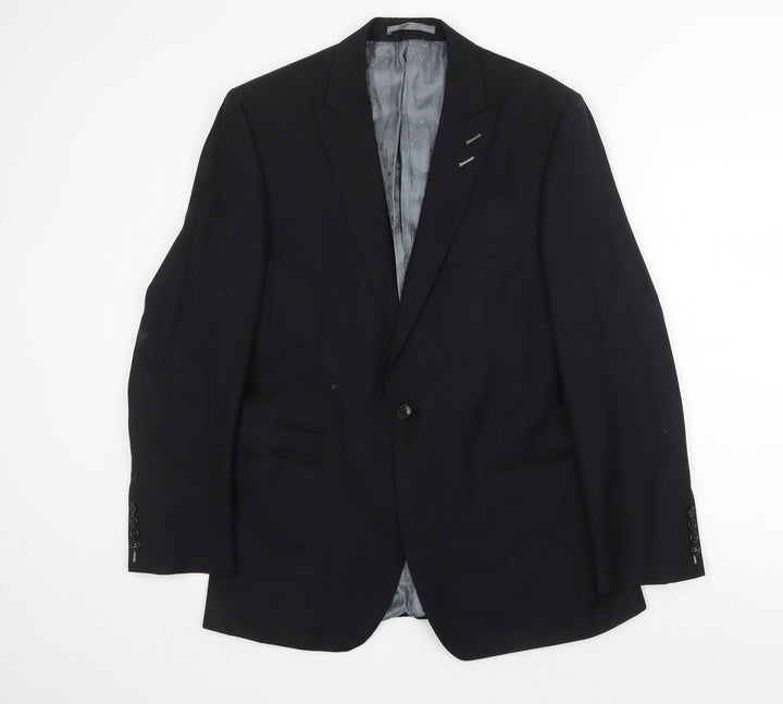 Red Herring Mens Black Polyester Jacket Suit Jacket Size 40 Regular