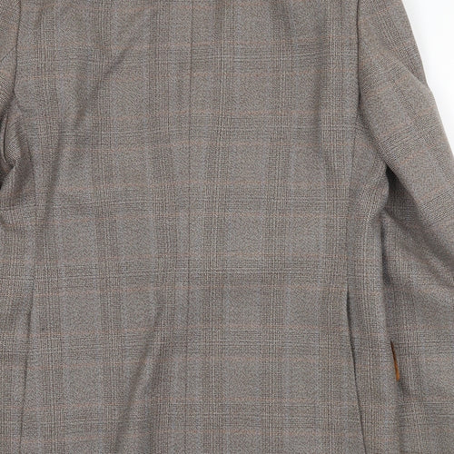 Hornes London Mens Brown Plaid Polyester Jacket Suit Jacket Size 40 Regular