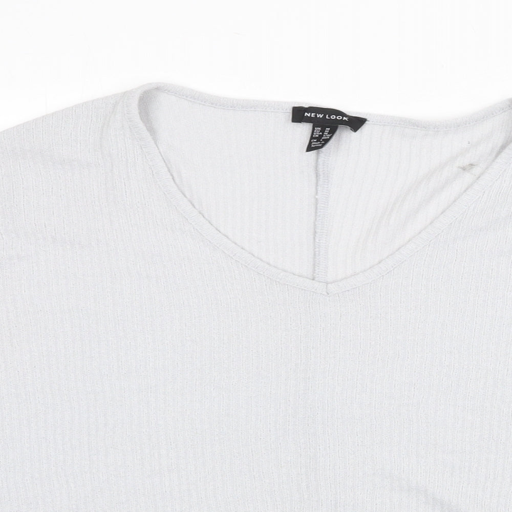 New Look Womens Grey V-Neck Viscose Pullover Jumper Size M - Cropped
