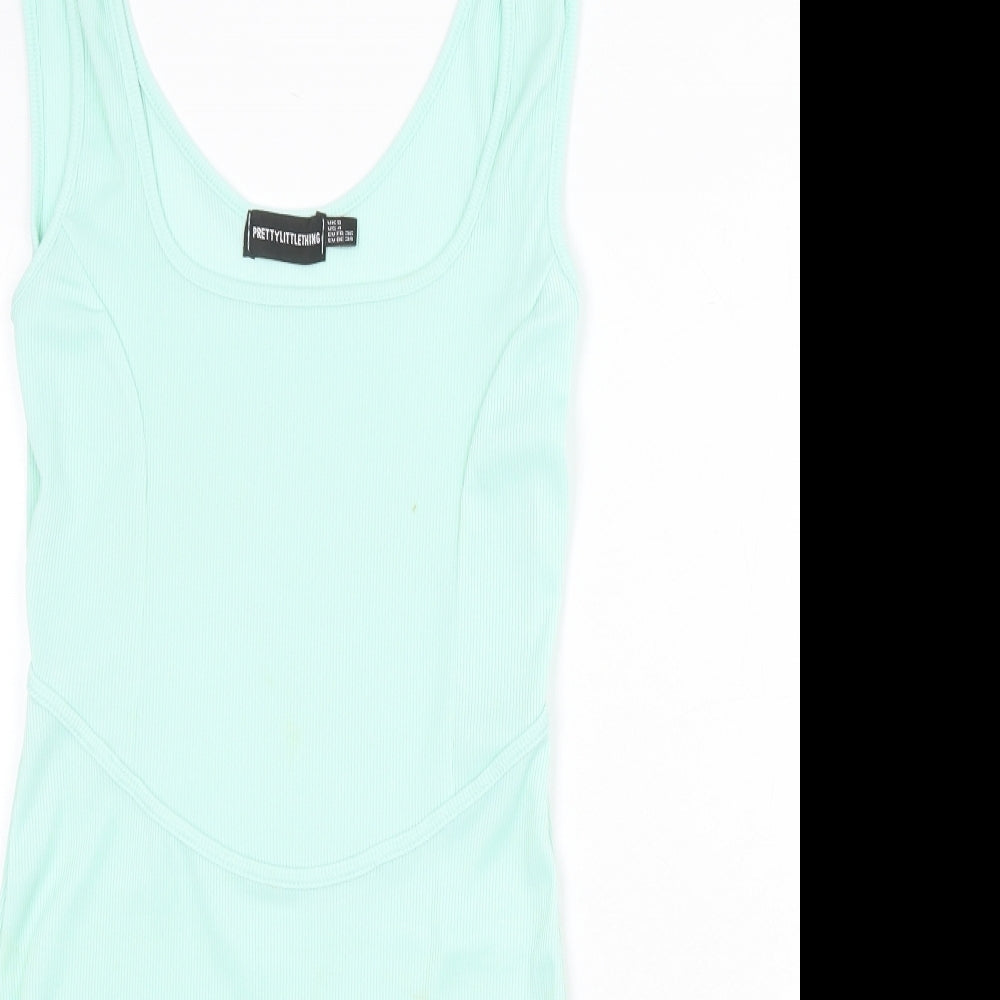 PRETTYLITTLETHING Womens Green Polyester Bodycon Size 8 Round Neck Pullover