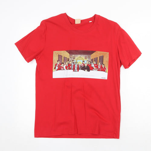Stanley / Stella Mens Red Cotton T-Shirt Size S Round Neck - Liverpool