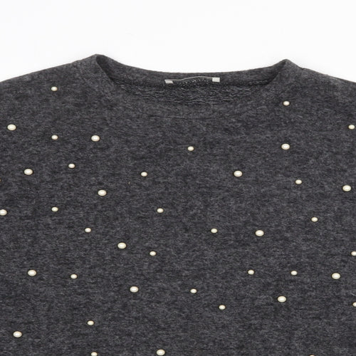 Zara Womens Grey Round Neck Polyester Pullover Jumper Size S