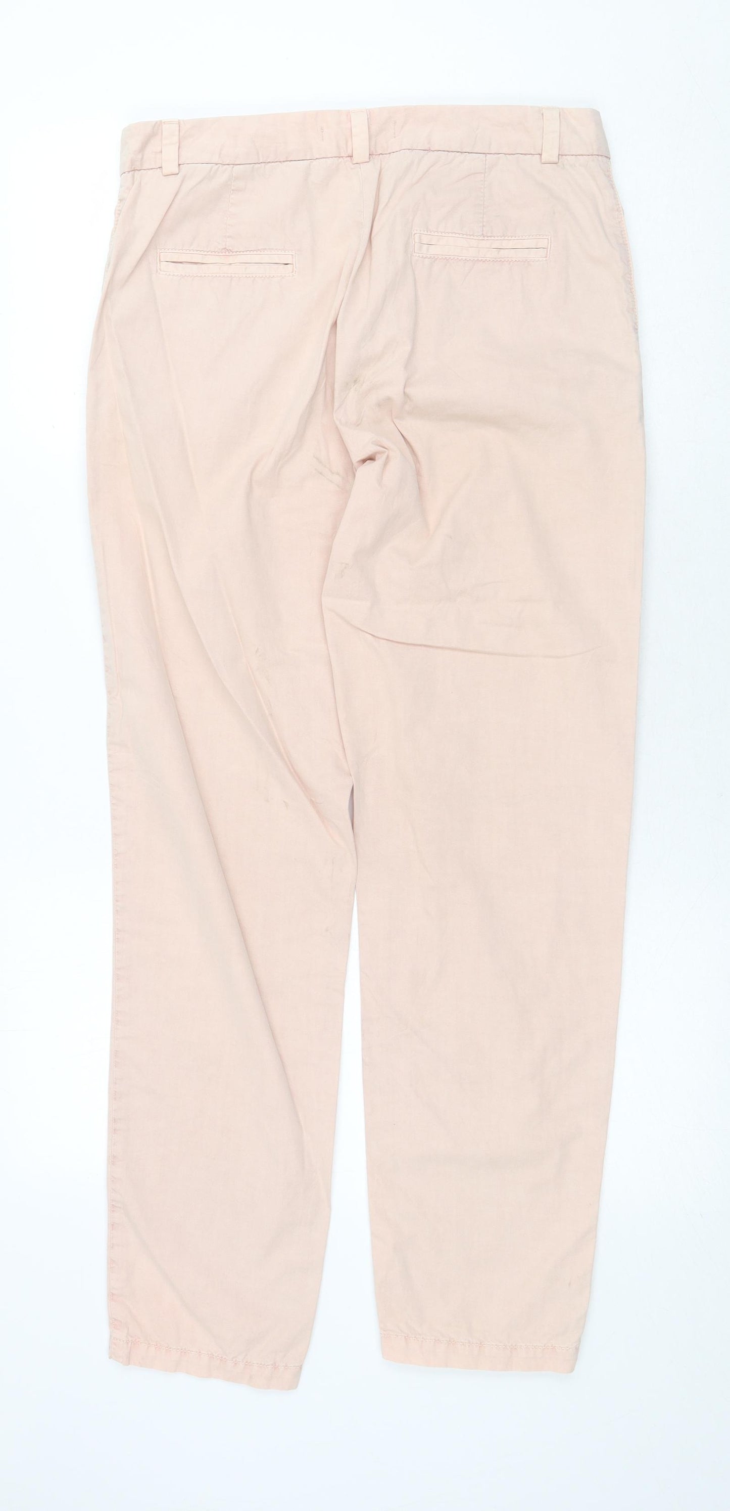 Marks and Spencer Womens Pink Cotton Chino Trousers Size 10 Regular Zip