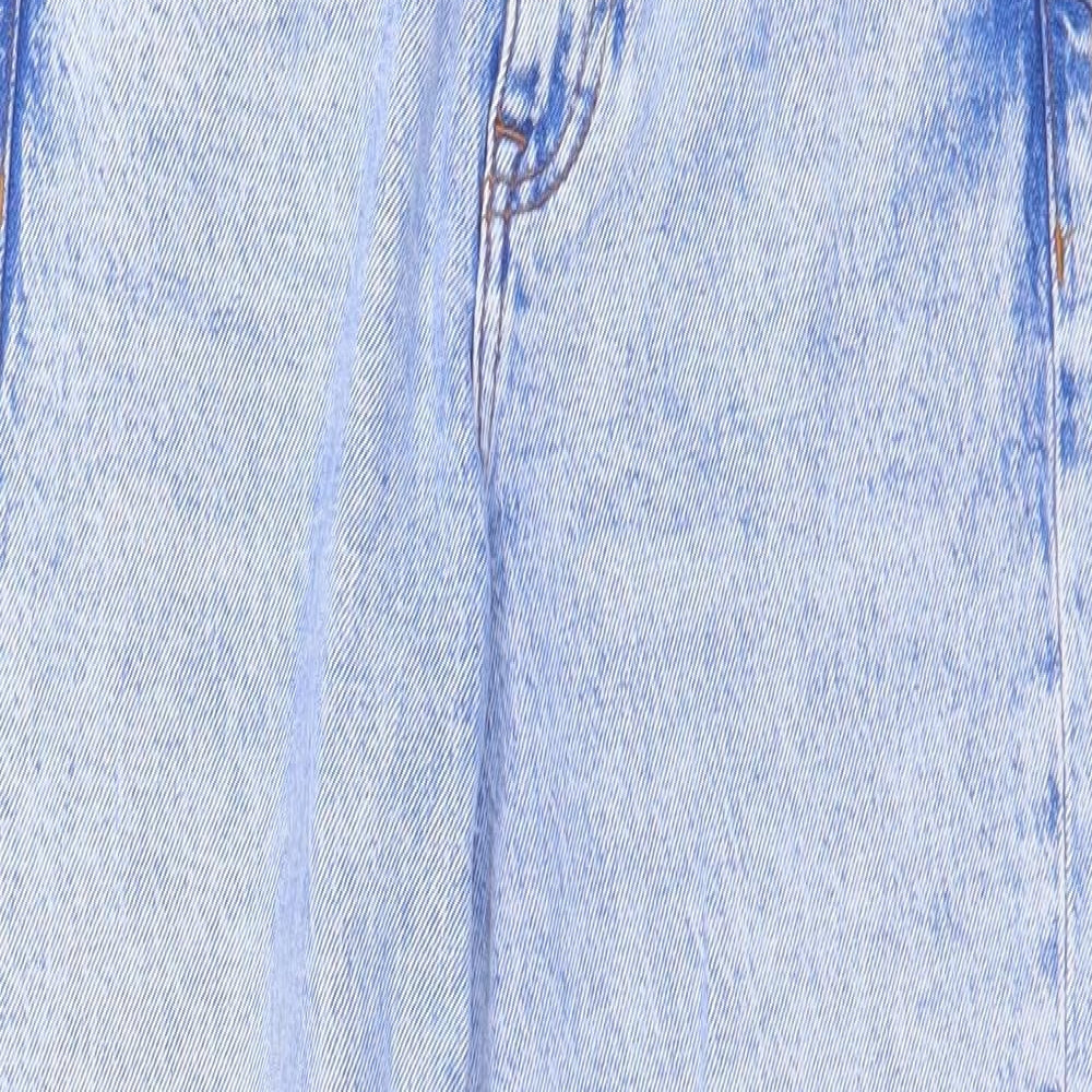 New Look Womens Blue Cotton Mom Jeans Size 6 Regular Zip