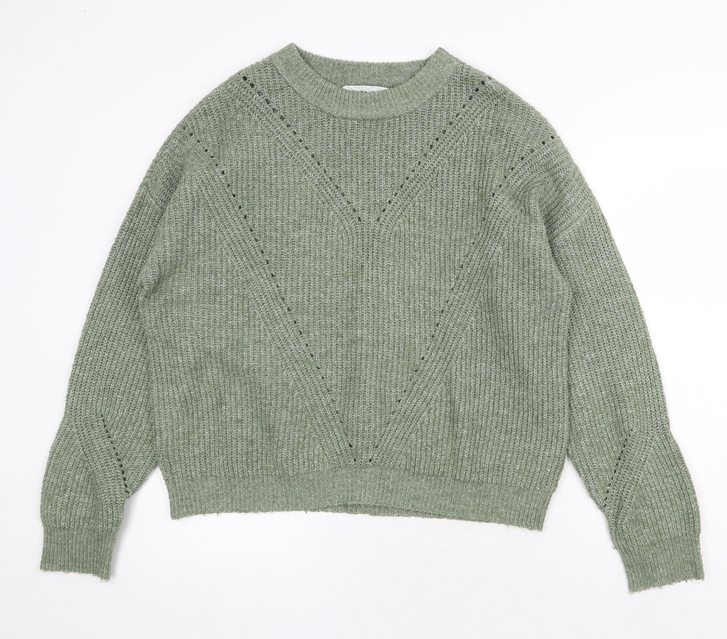 Primark Womens Green Round Neck Cotton Pullover Jumper Size S