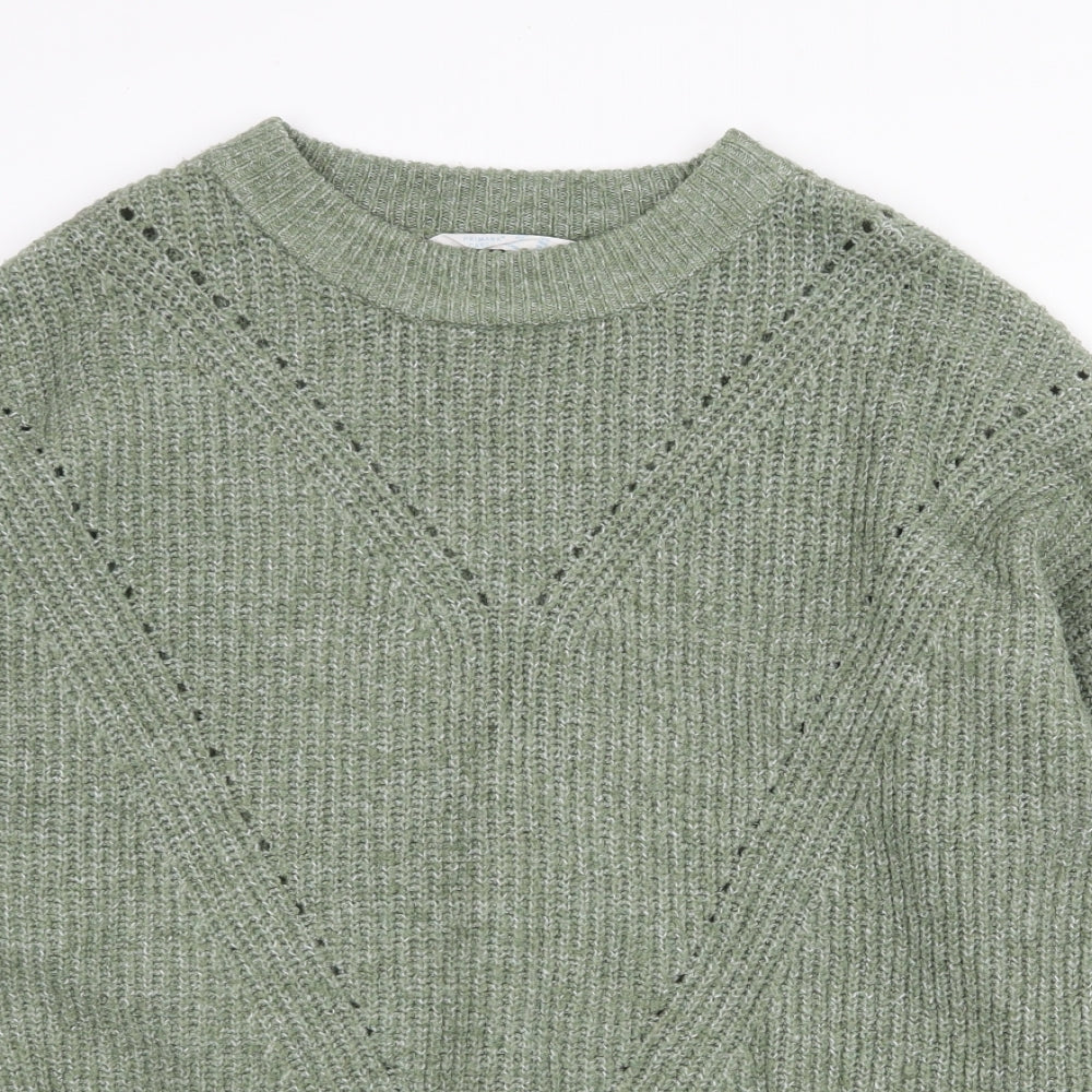 Primark Womens Green Round Neck Cotton Pullover Jumper Size S
