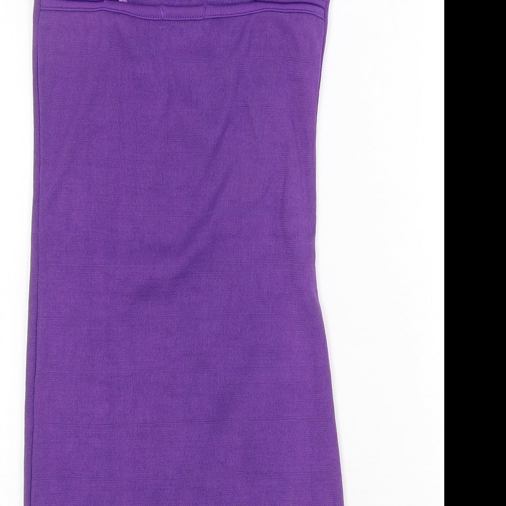 PK Clothing Womens Purple Polyester A-Line Size S Round Neck Pullover