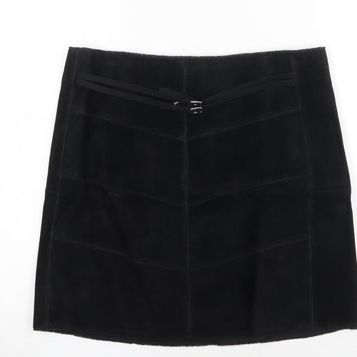 VILA Womens Black Polyester A-Line Skirt Size L Zip