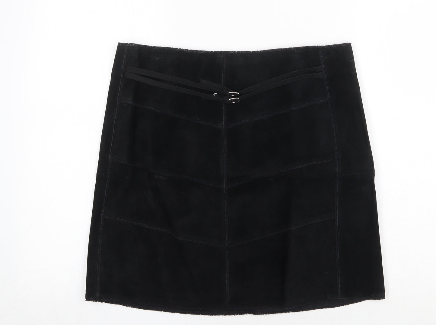 VILA Womens Black Polyester A-Line Skirt Size L Zip
