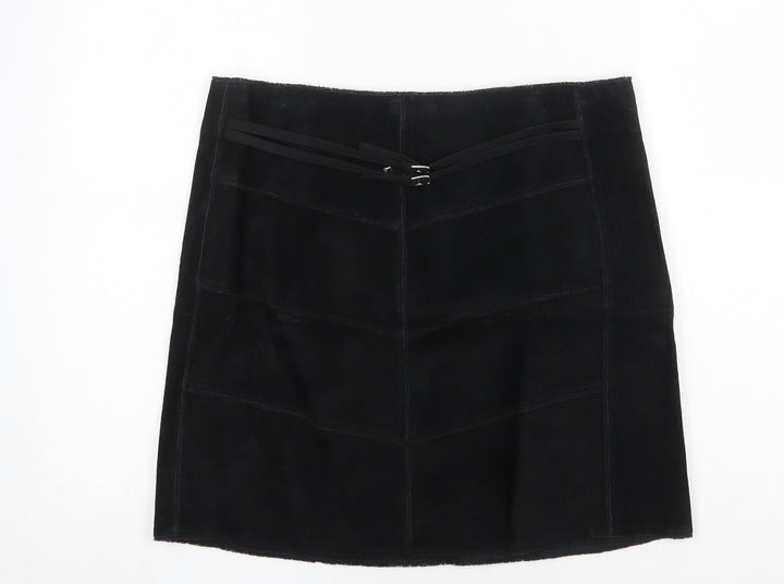 VILA Womens Black Polyester A-Line Skirt Size L Zip