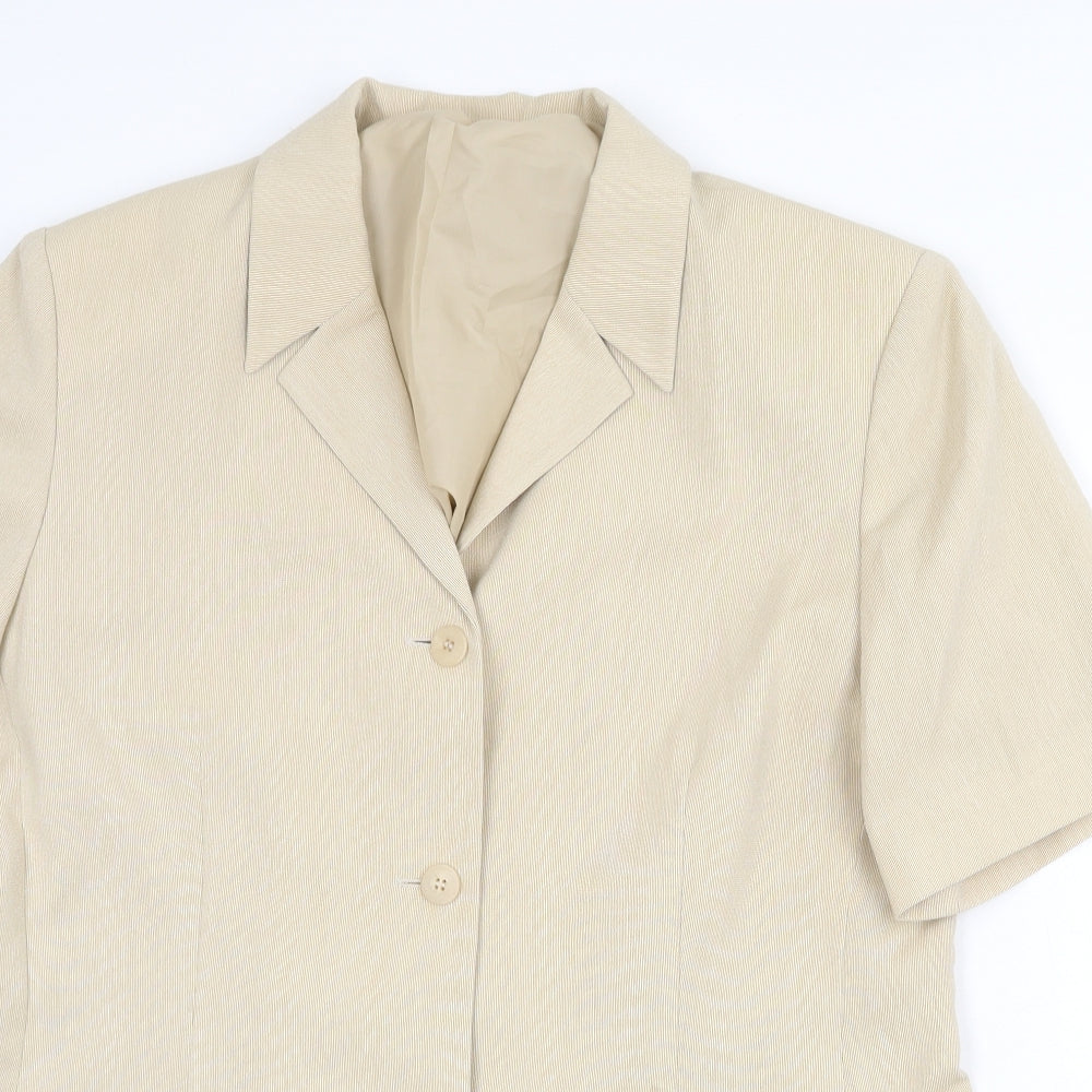 Canda Womens Beige Jacket Blazer Size 18 Button