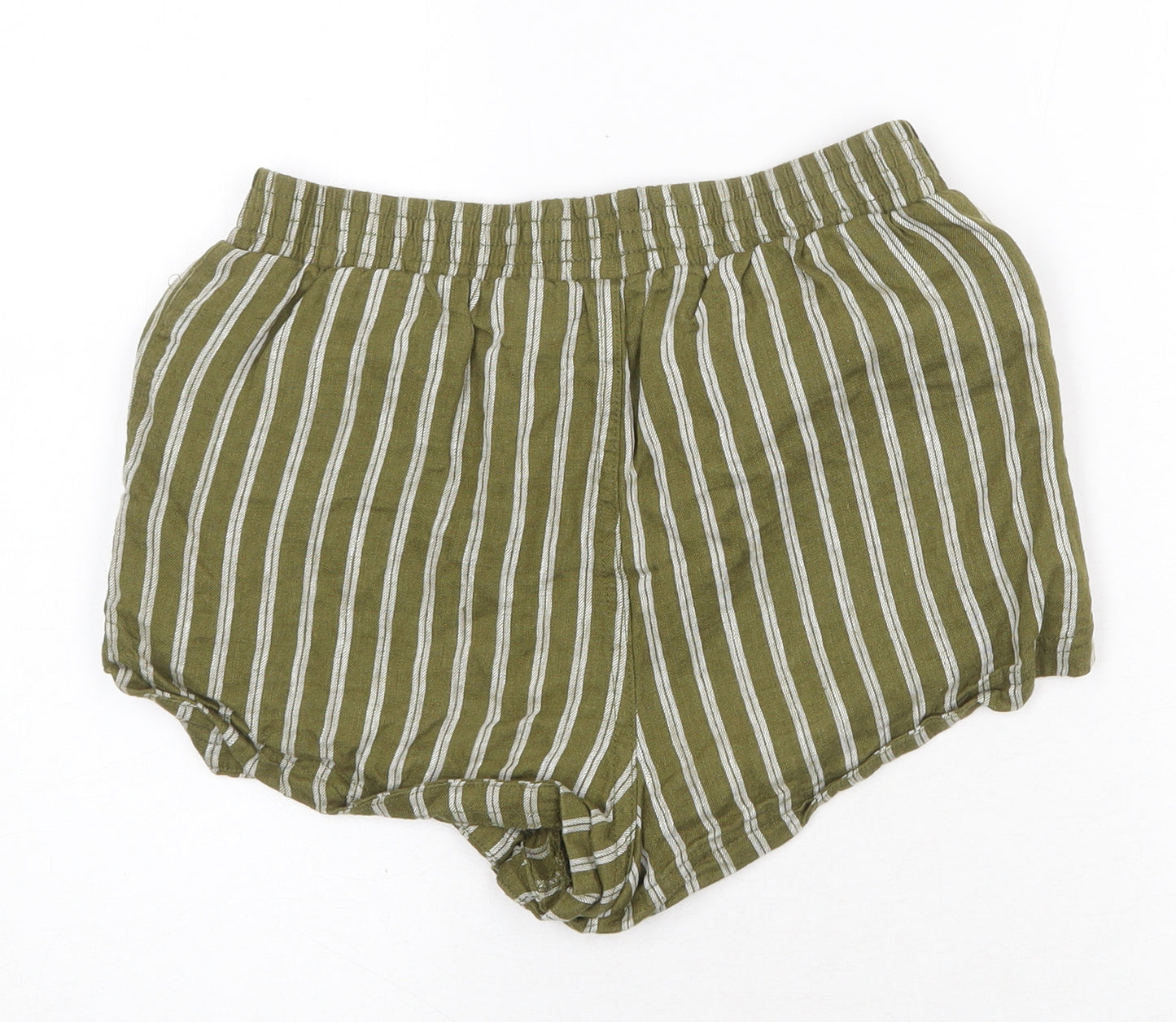 FOREVER 21 Womens Green Striped Linen Sweat Shorts Size S Regular Pull On