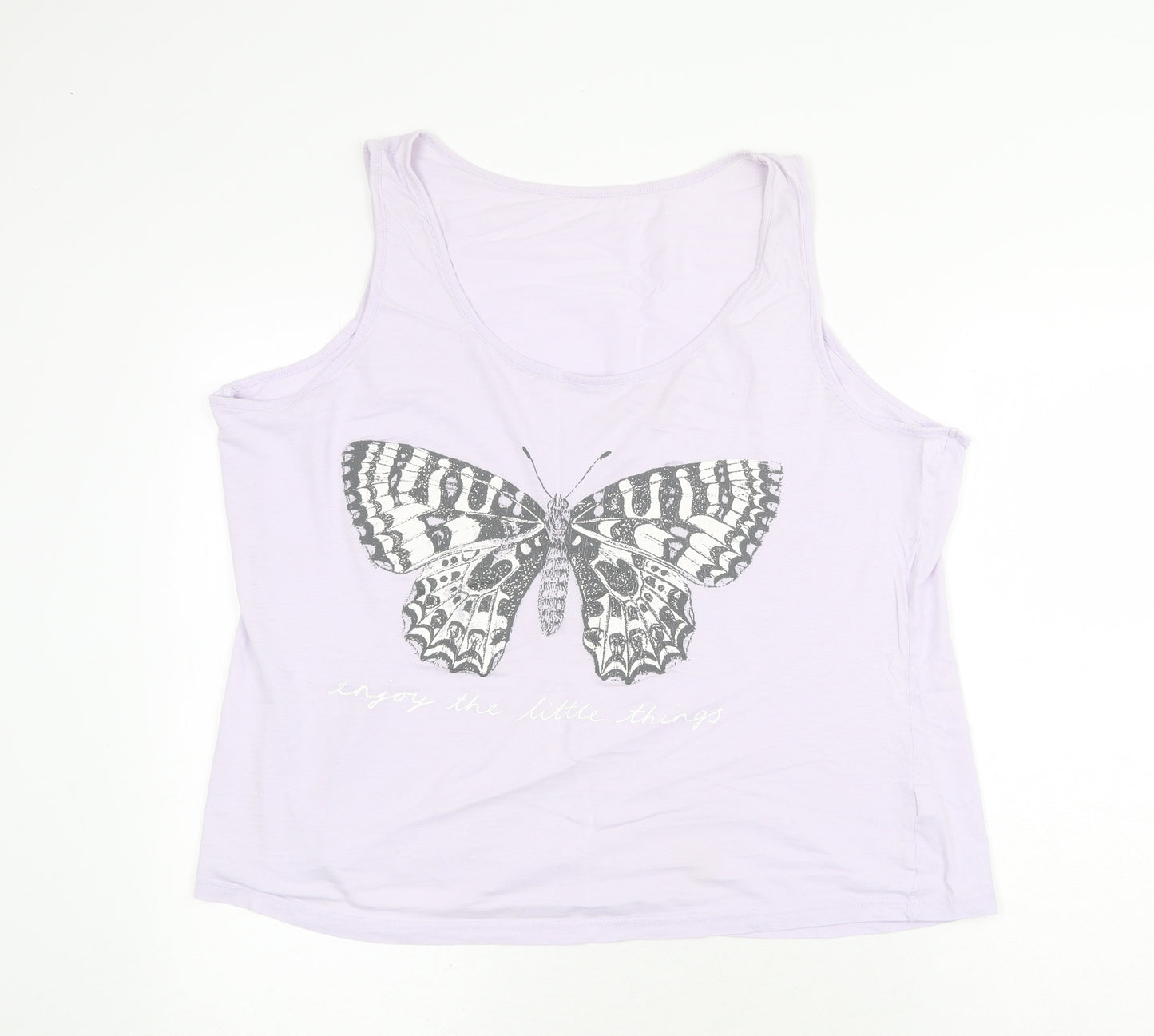 George Womens Purple 100% Cotton Basic Tank Size 16 Round Neck - Butterfly Print, Size 16/18