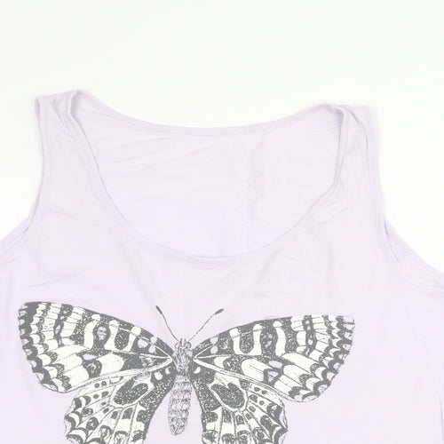George Womens Purple 100% Cotton Basic Tank Size 16 Round Neck - Butterfly Print, Size 16/18