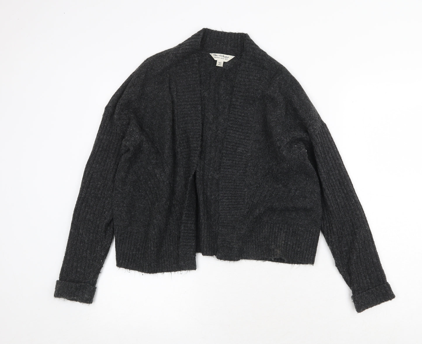 Miss Selfridge Womens Grey V-Neck Acrylic Cardigan Jumper Size S