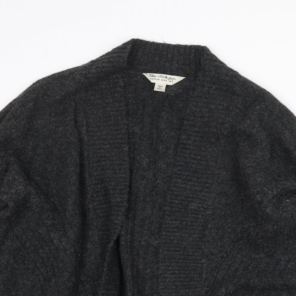 Miss Selfridge Womens Grey V-Neck Acrylic Cardigan Jumper Size S