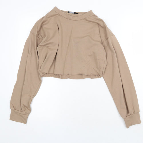 PRETTYLITTLETHING Womens Beige 100% Cotton Pullover Sweatshirt Size 4 Pullover