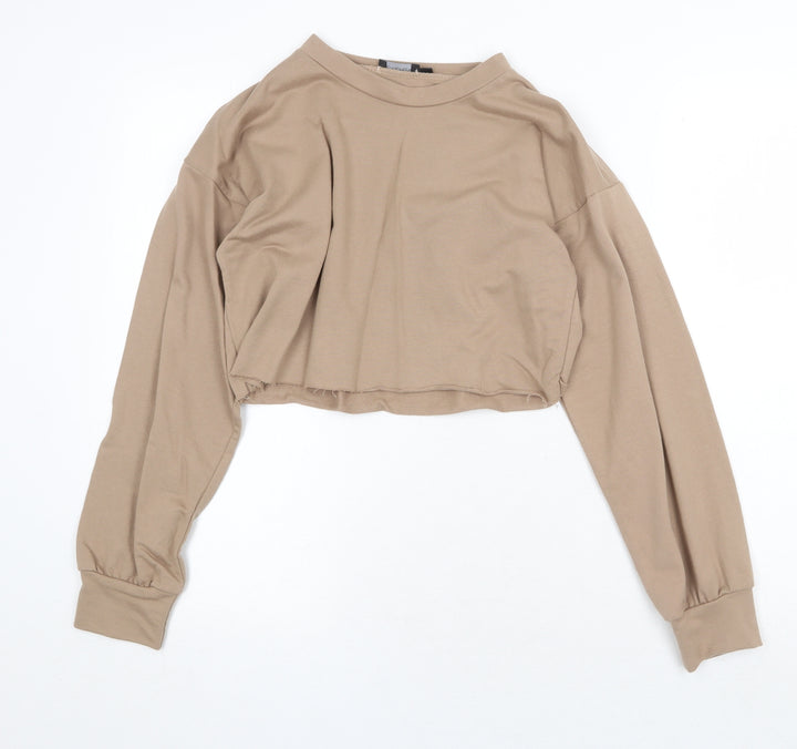 PRETTYLITTLETHING Womens Beige 100% Cotton Pullover Sweatshirt Size 4 Pullover