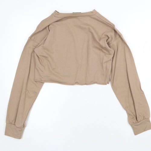 PRETTYLITTLETHING Womens Beige 100% Cotton Pullover Sweatshirt Size 4 Pullover